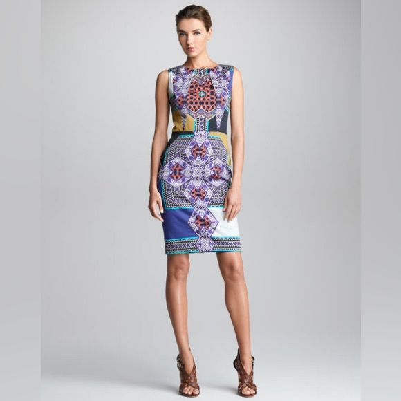 Etro Dresses & Skirts - ETRO Multi Colored Stretch Cotton Tribal Print Sleeveless Sheath Dress Size 44